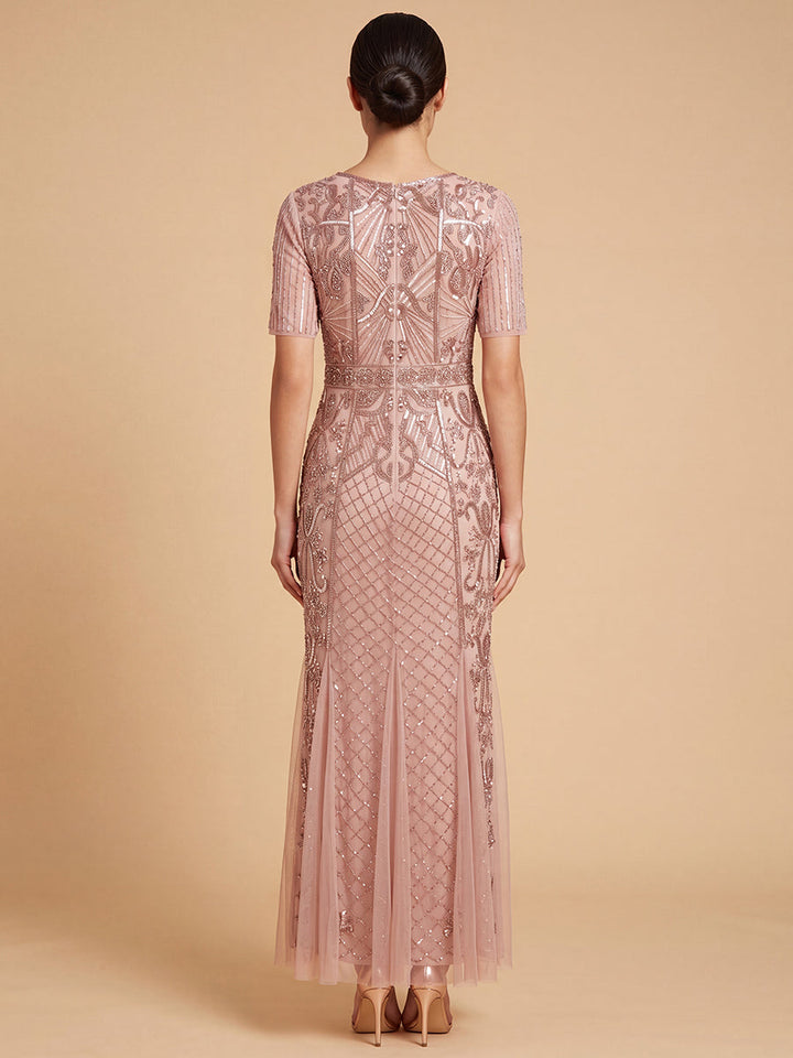 Lara 28845 Embellished Gown with Cape Sleeves