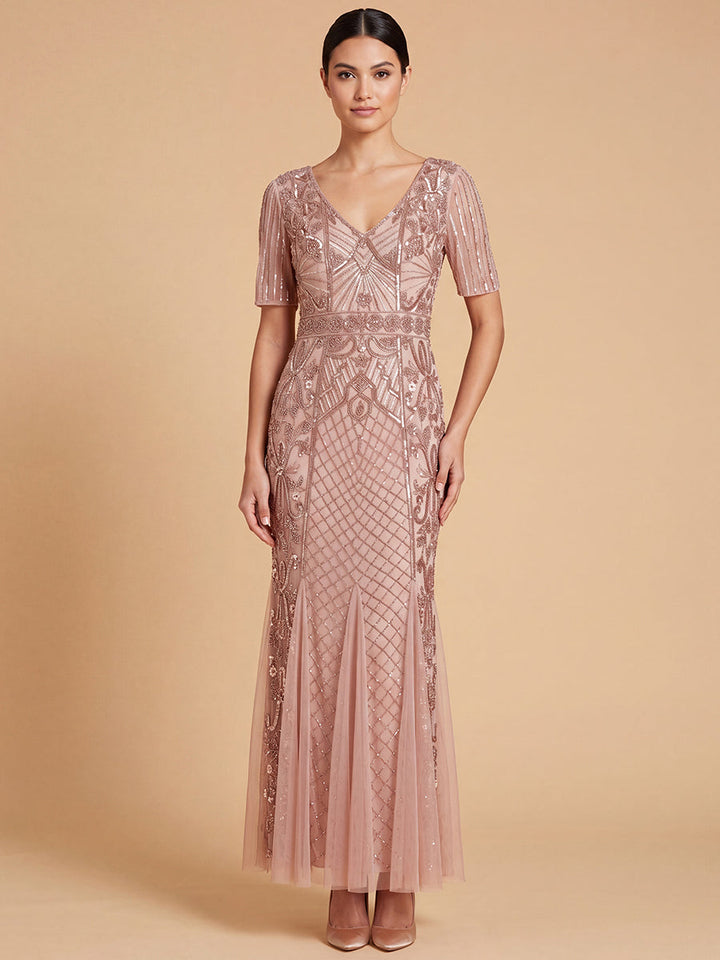 Lara 28845 Embellished Gown with Cape Sleeves