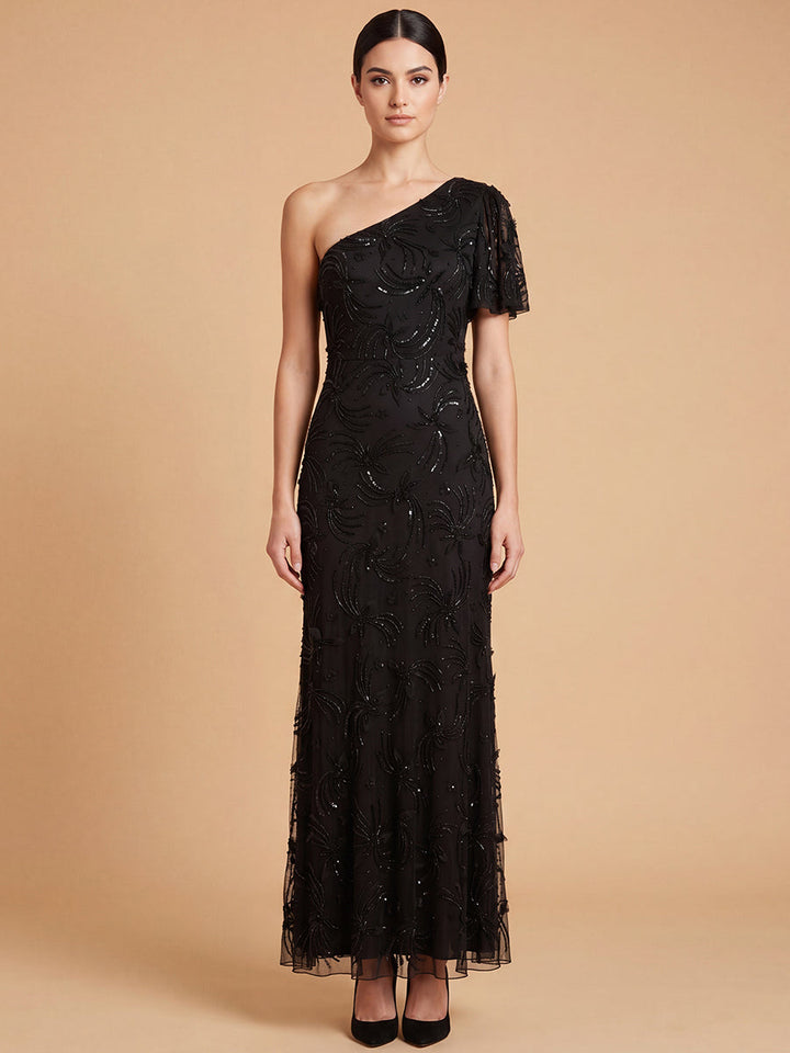 Lara 28848 3D Floral Embellished One Shoulder Gown