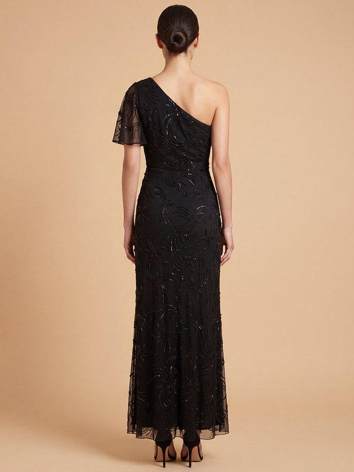 Lara 28848 3D Floral Embellished One Shoulder Gown
