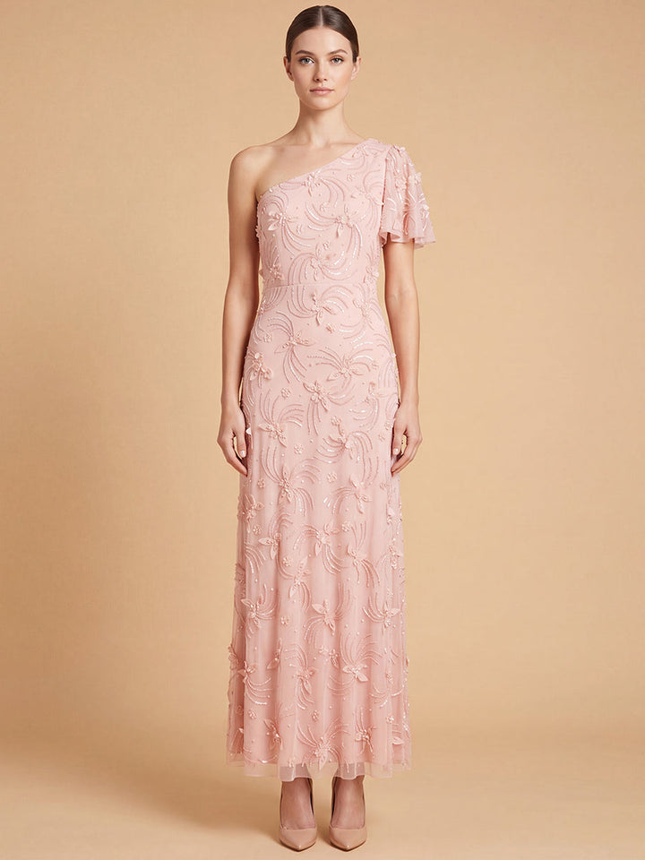 Lara 28848 3D Floral Embellished One Shoulder Gown