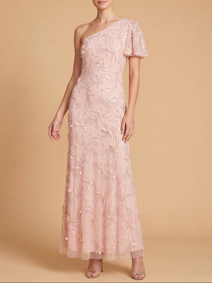 Lara 28848 3D Floral Embellished One Shoulder Gown