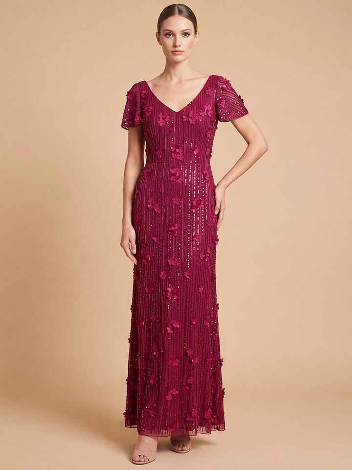 Lara 28852 3D Floral Embellished Gown with Cape Sleeves