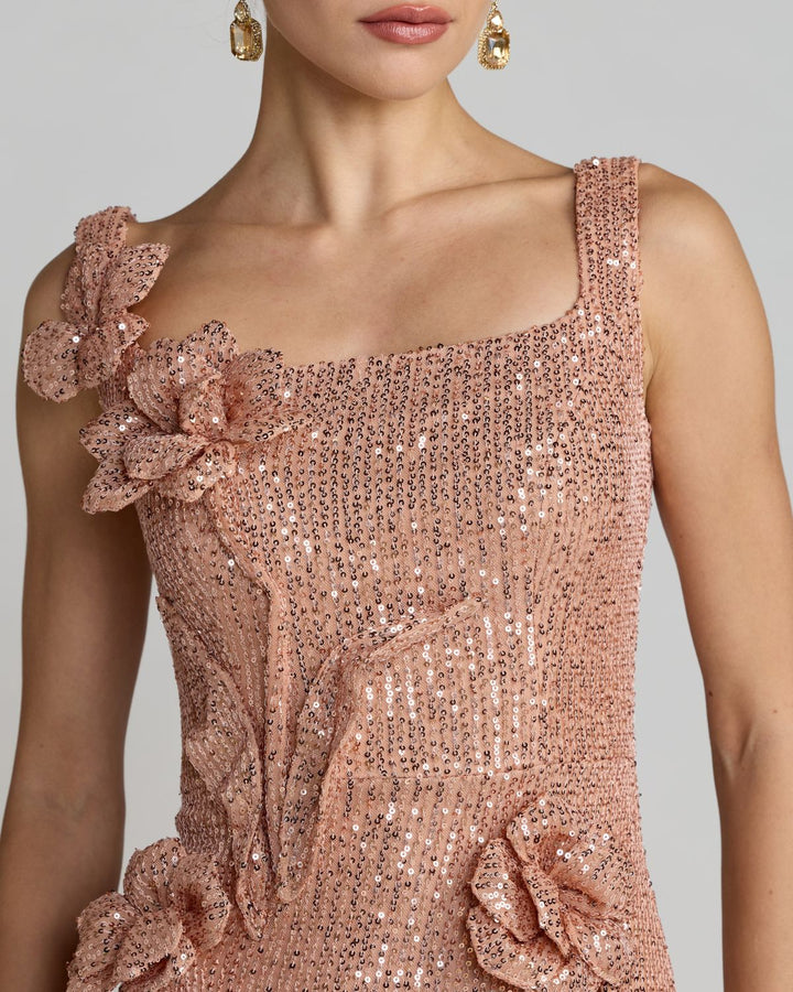 Mac Duggal 37104 Sequin Column Gown With 3D Flowers