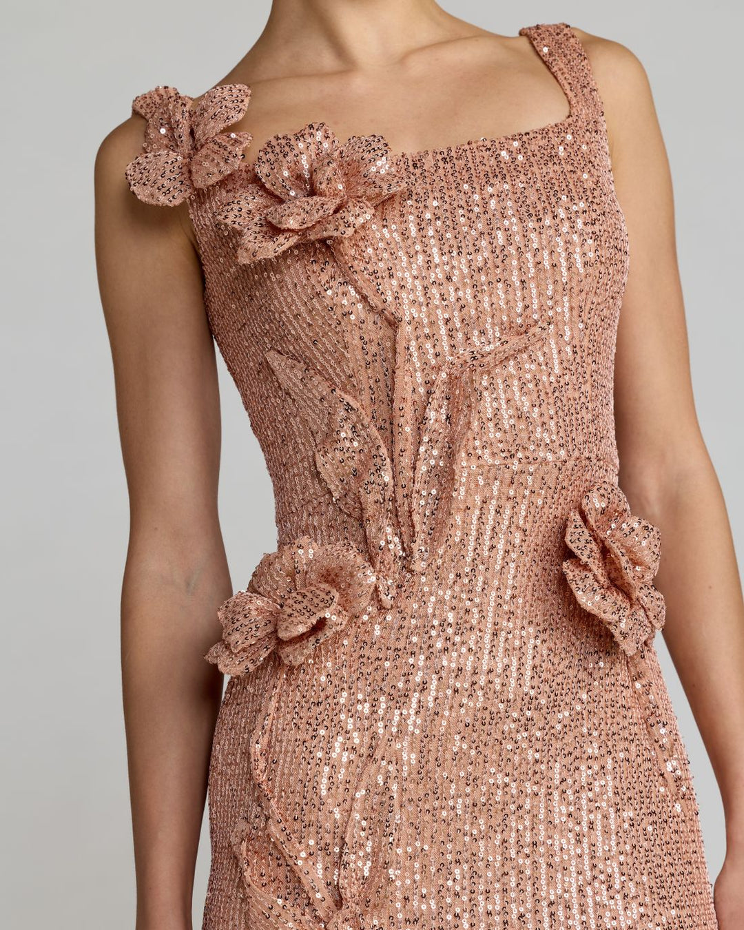 Mac Duggal 37104 Sequin Column Gown With 3D Flowers