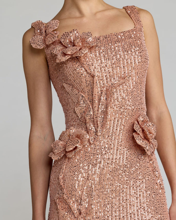 Mac Duggal 37104 Sequin Column Gown With 3D Flowers
