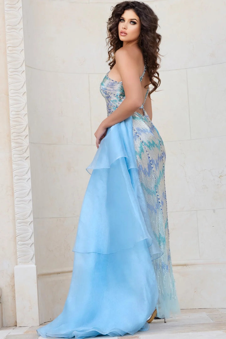 Jovani 39055 Asymmetric One-Shoulder Sequin Pageant Dress