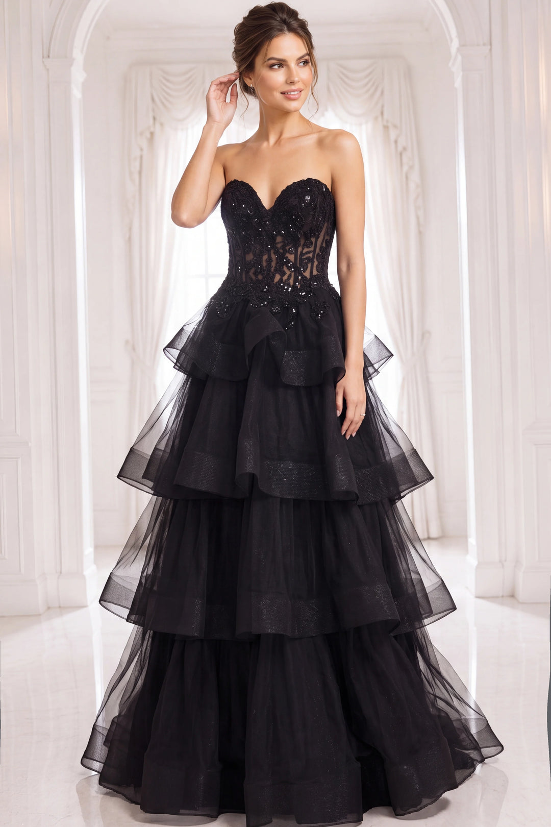 Jovani 40502 Strapless Sleeveless Illusion Corset Bodice Prom 2026 Dress
