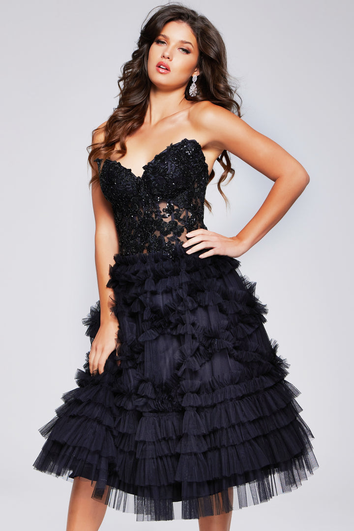 Jovani 40854 Strapless Tiered Cocktail Dress