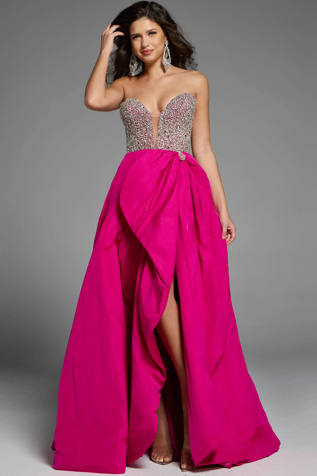 Jovani 41141 Strapless Crystal Embellished Pageant Dress
