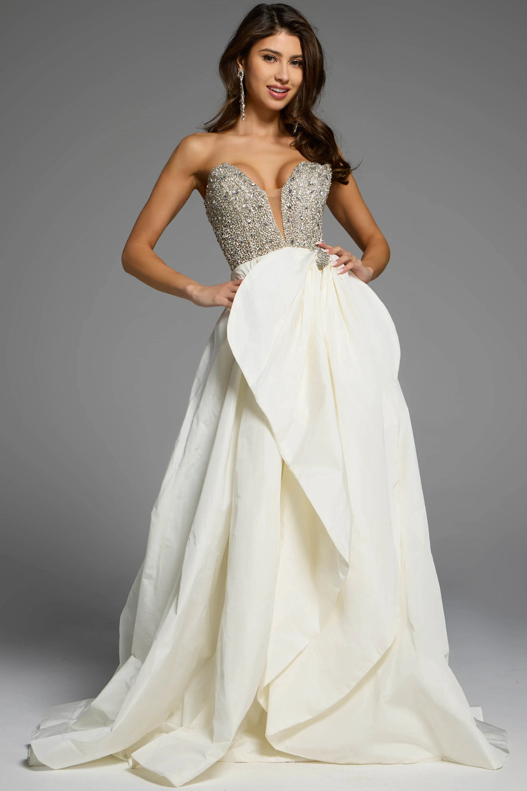 Jovani 41141 Strapless Crystal Embellished Pageant Dress