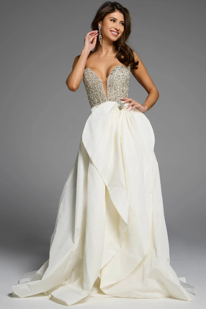 Jovani 41141 Strapless Crystal Embellished Pageant Dress