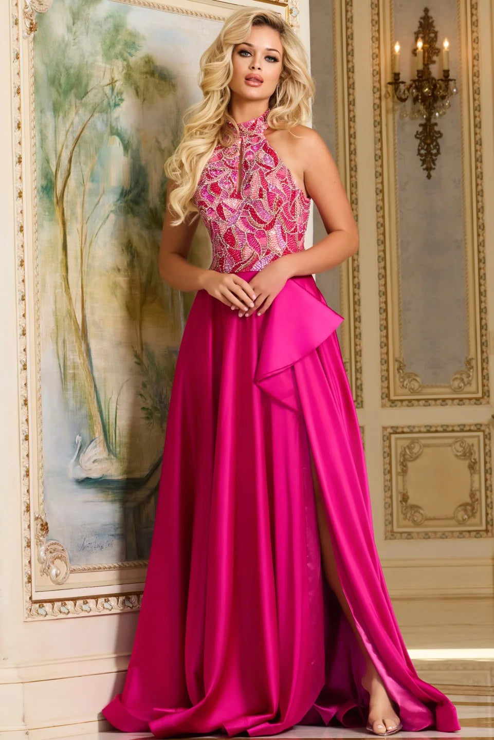 Jovani 41186 Beaded Halter Pageant Dress