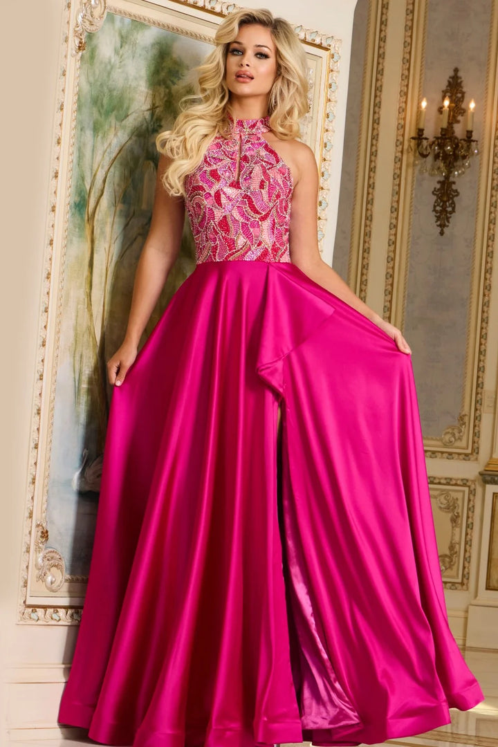 Jovani 41186 Beaded Halter Pageant Dress