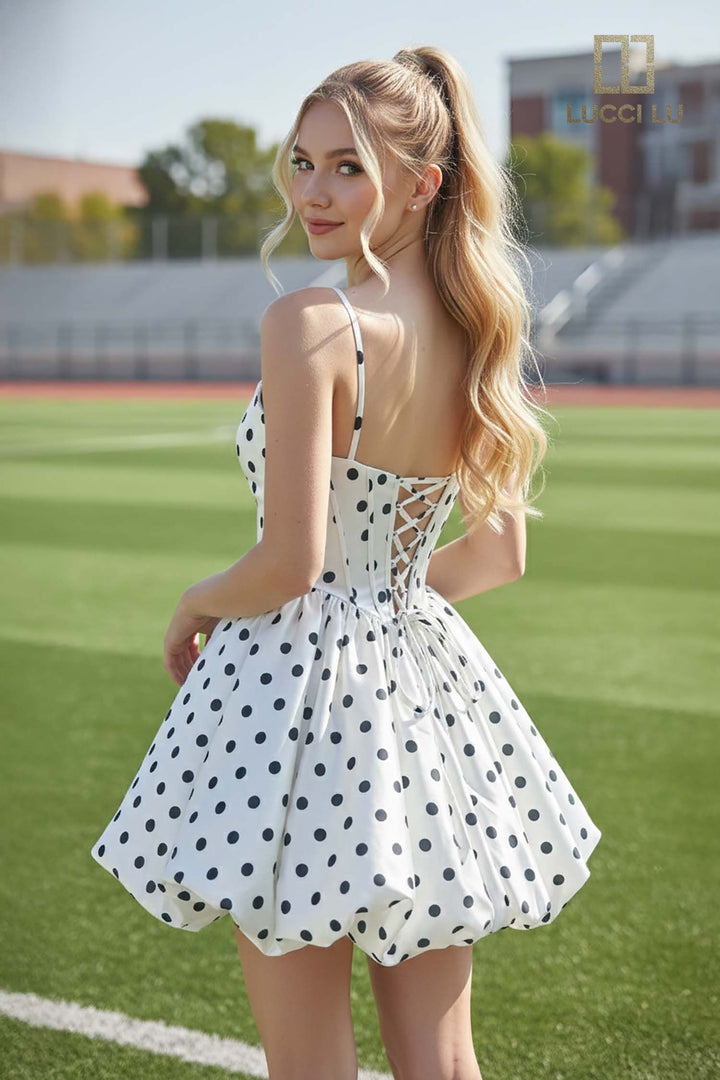Lucci Lu 4247 Polka Dot Bow Homecoming Dress