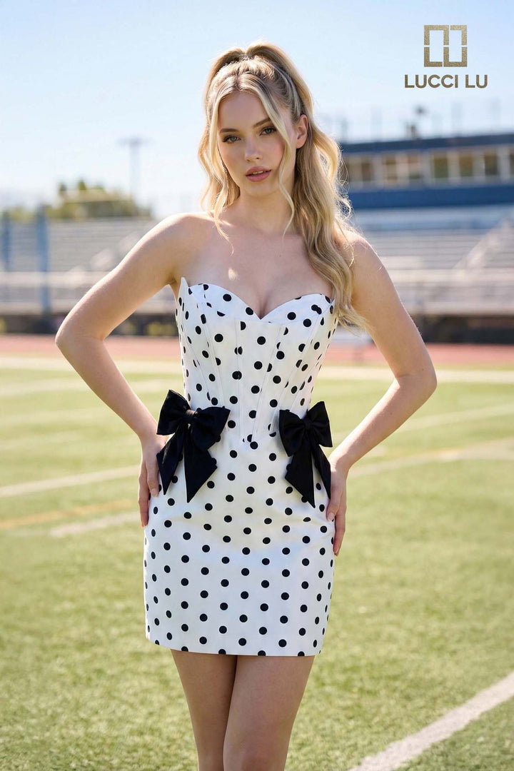 Lucci Lu 4252 Polka Dot Homecoming Dress