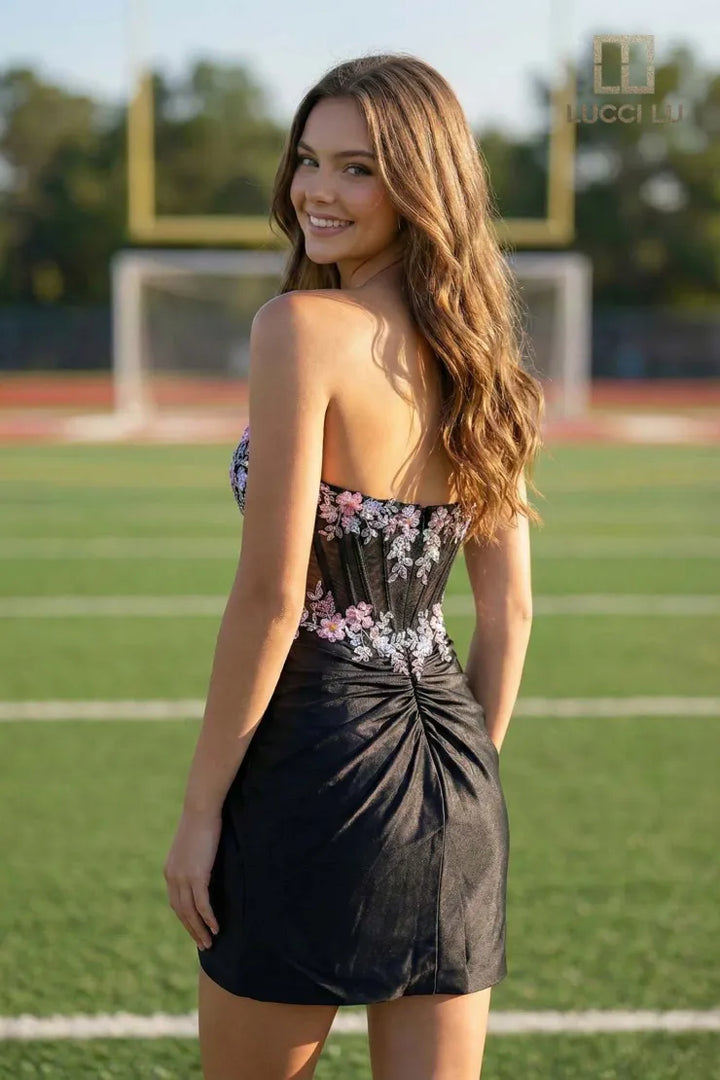 Lucci Lu 4256 Floral Corset Homecoming Dress