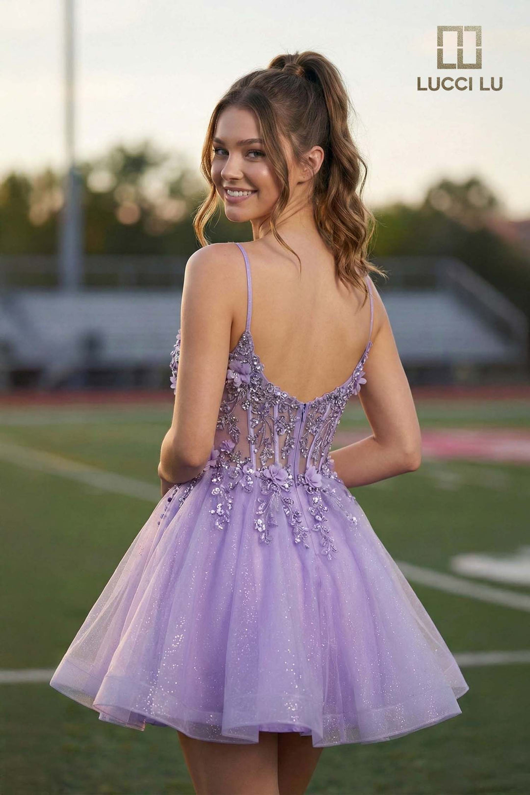 Lucci Lu 4269 Floral Beaded Homecoming Dress