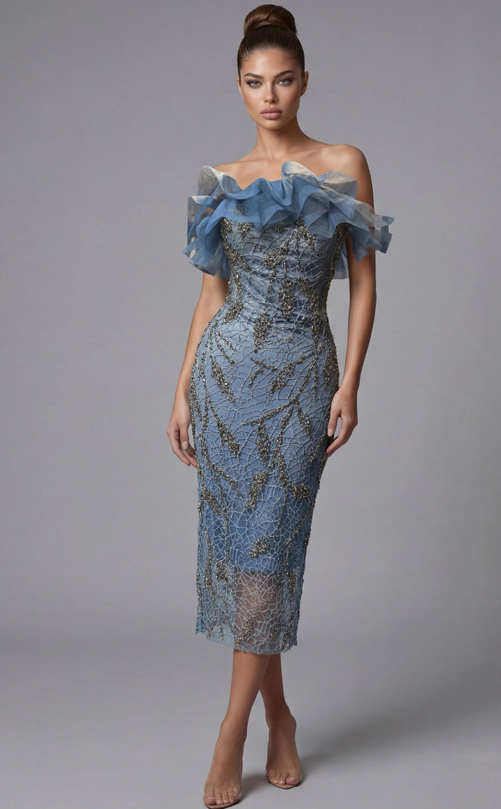 Jovani 44016 Off Shoulder Ruffled Cocktail Dress