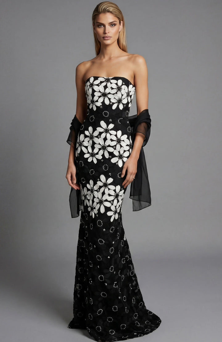 Jovani 46261 Floral Appliqué Evening Dress