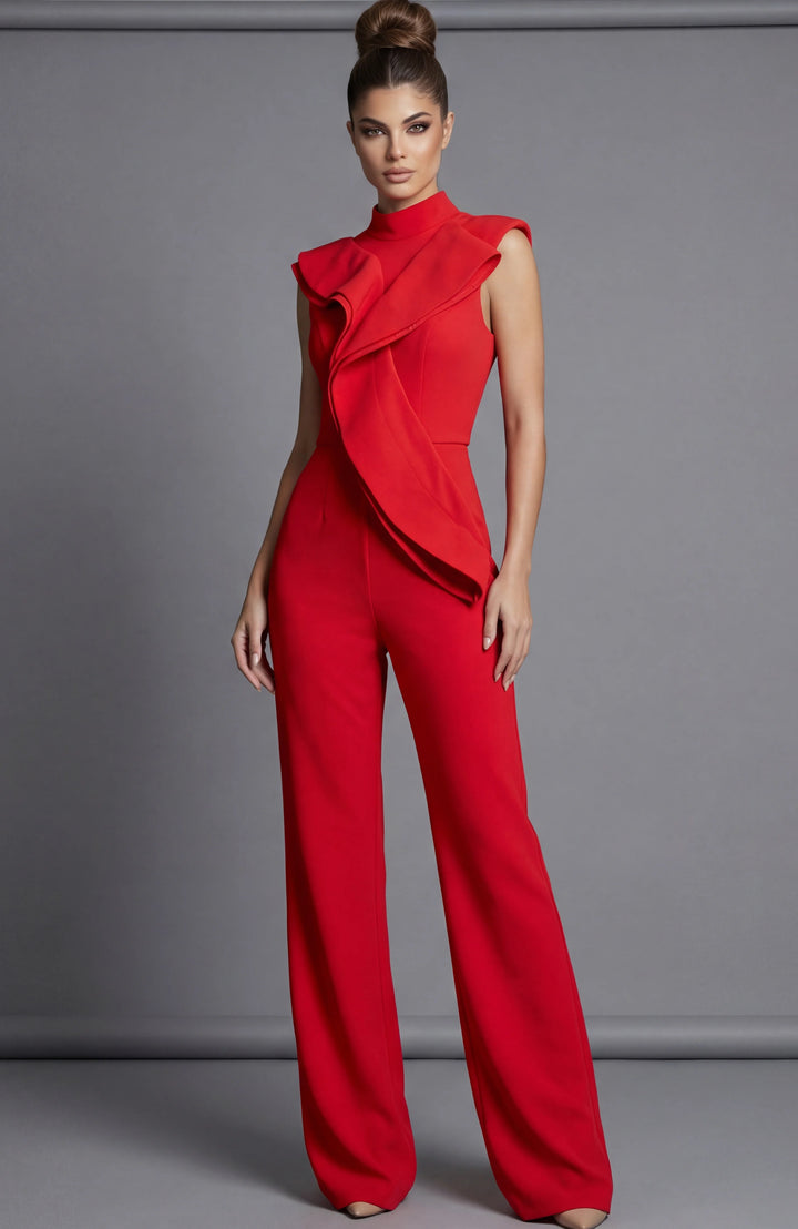 Jovani 46284 Asymmetric High Neck Evening Jumpsuit