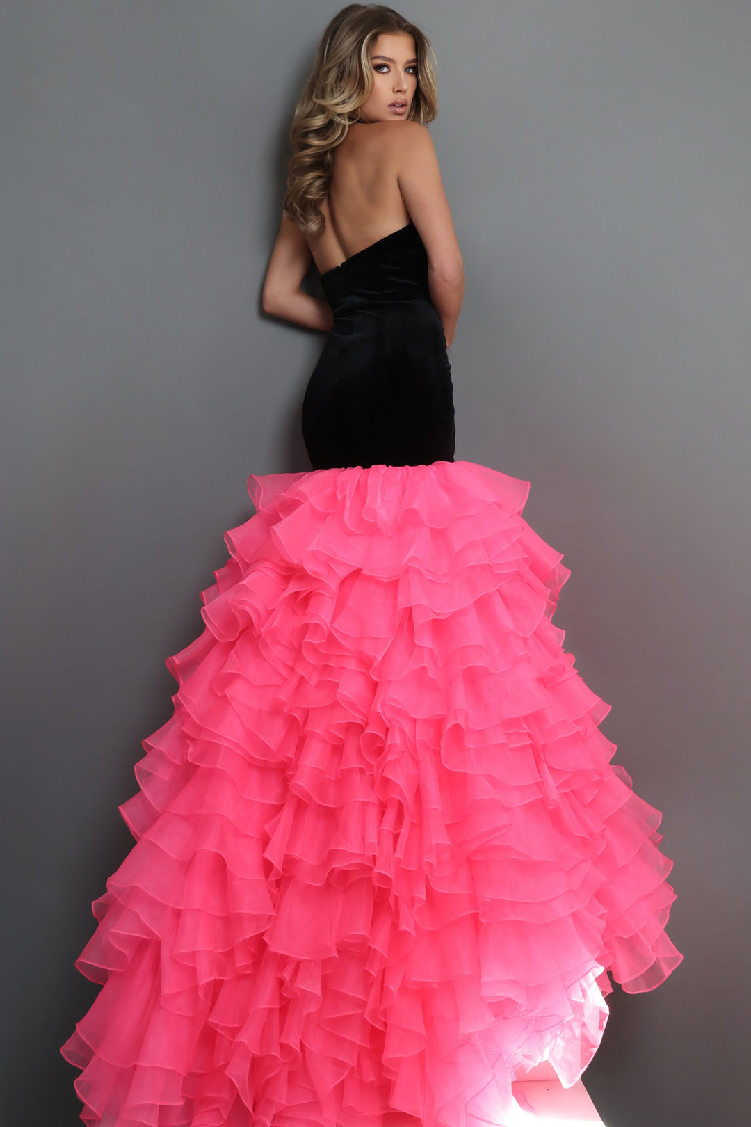 Jovani 48448 Velvet Halter Sweetheart Mermaid Evening Dress