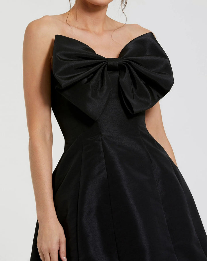 Mac Duggal 49210 Strapless Oversized Bow Fit & Flare Mini Dress