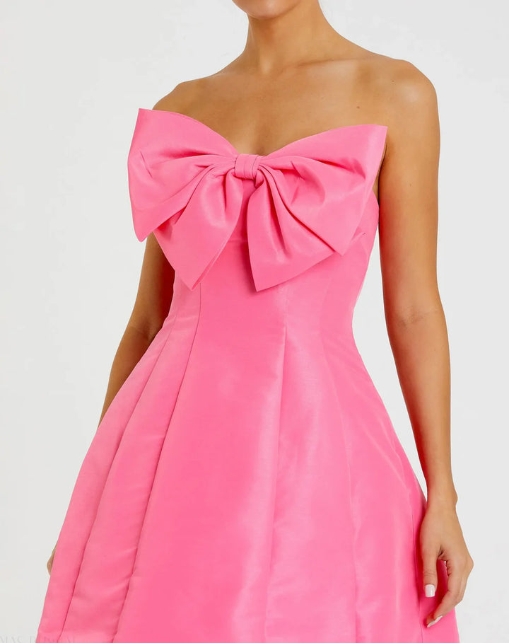 Mac Duggal 49210 Strapless Oversized Bow Fit & Flare Mini Dress