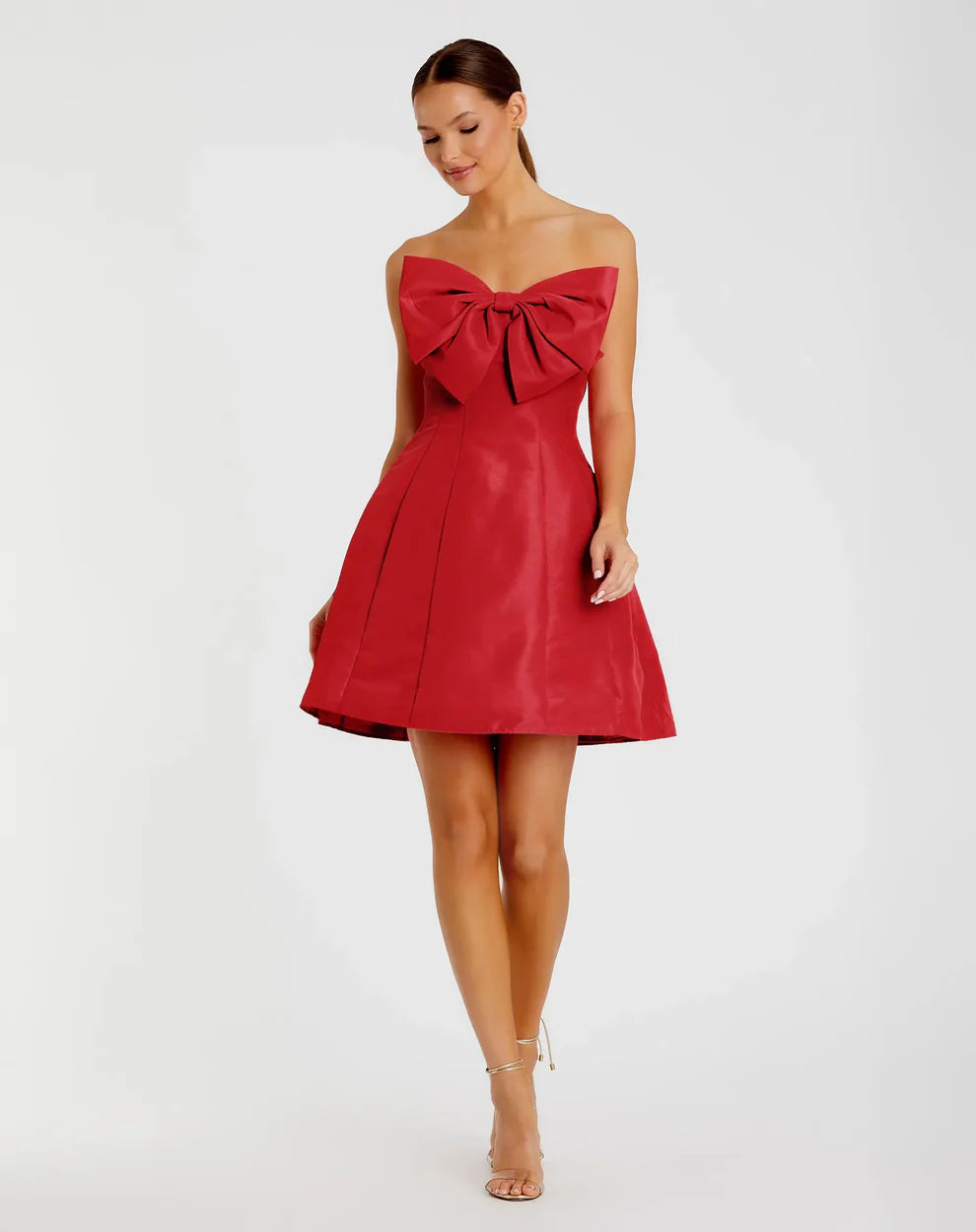 Mac Duggal 49210 Strapless Oversized Bow Fit & Flare Mini Dress