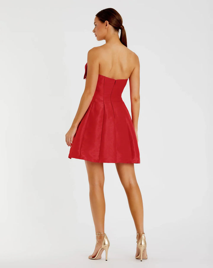 Mac Duggal 49210 Strapless Oversized Bow Fit & Flare Mini Dress
