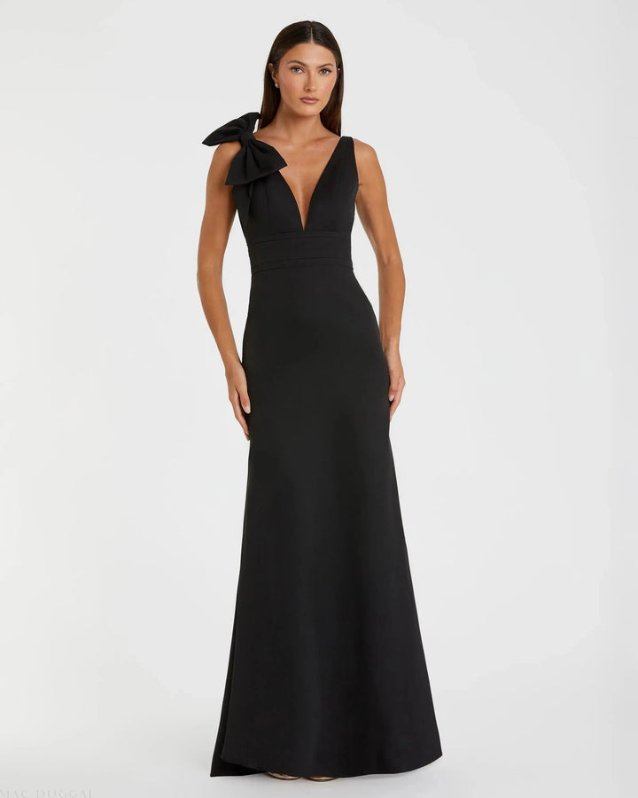 Mac Duggal 49454 Sleeveless V Neck Bow Detail Mermaid Gown