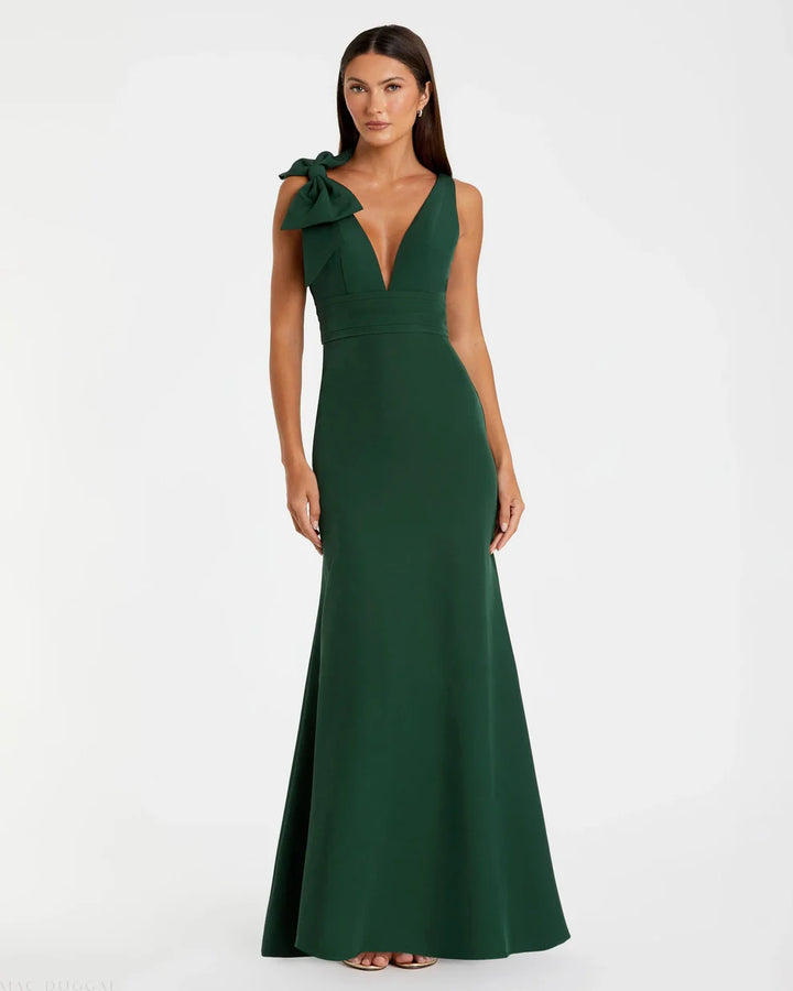 Mac Duggal 49454 Sleeveless V Neck Bow Detail Mermaid Gown