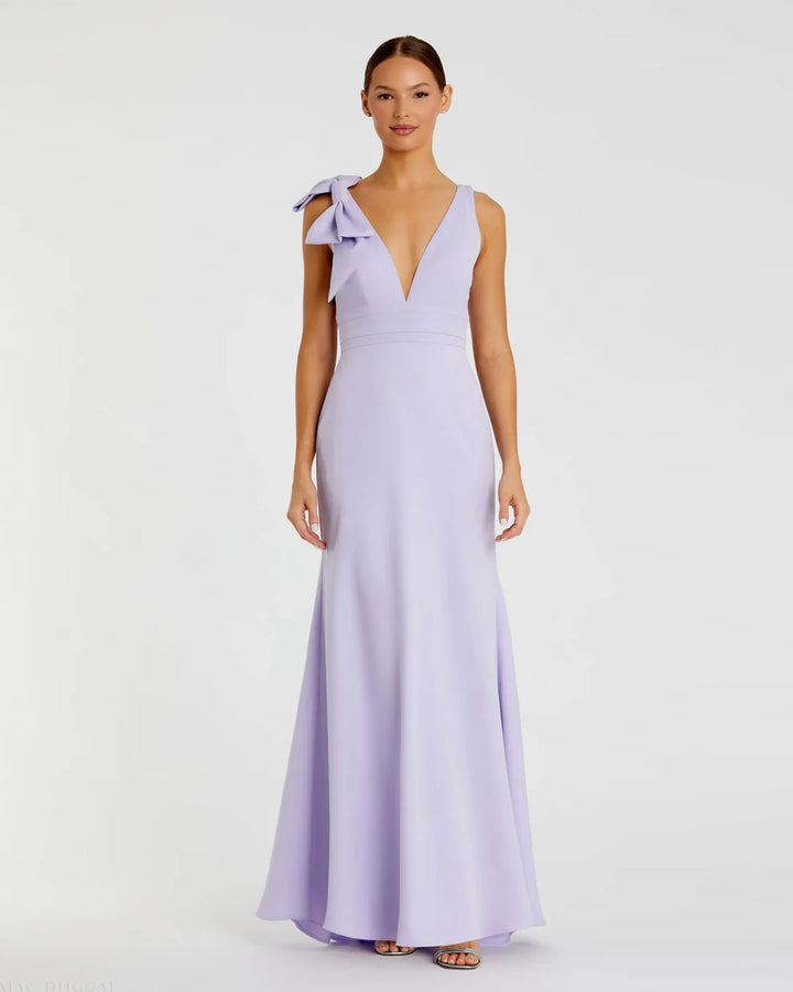 Mac Duggal 49454 Sleeveless V Neck Bow Detail Mermaid Gown
