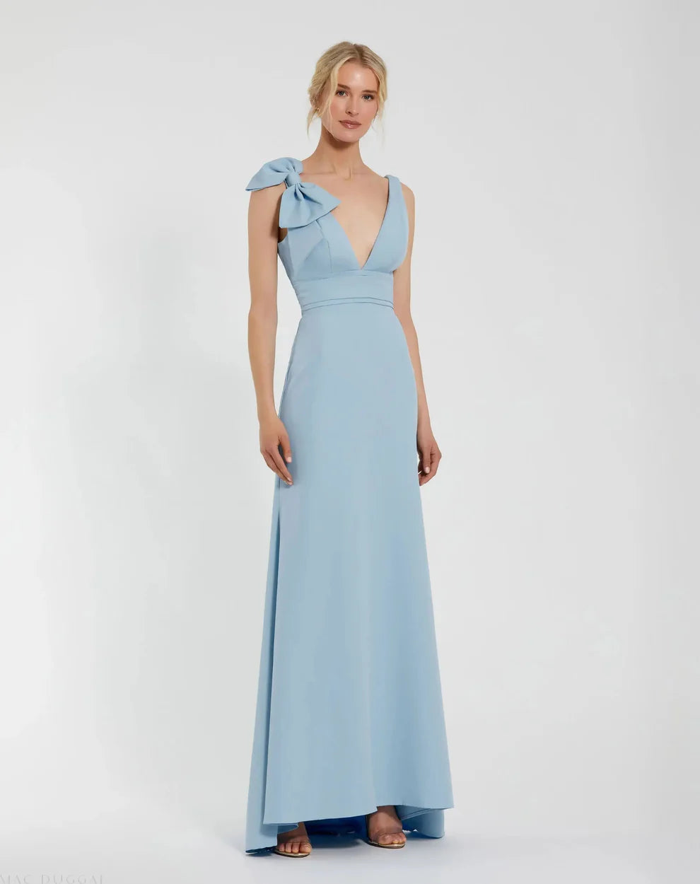 Mac Duggal 49454 Sleeveless V Neck Bow Detail Mermaid Gown