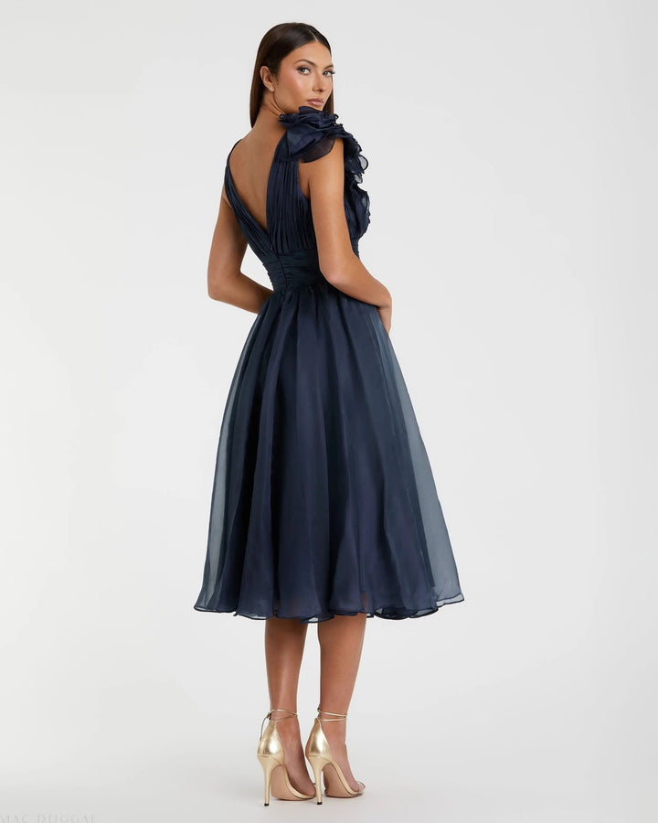 Mac Duggal 49494 Sleeveless Chiffon A-Line Tea Length Cocktail Dress