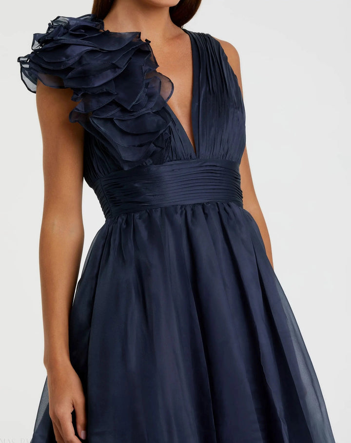 Mac Duggal 49494 Sleeveless Chiffon A-Line Tea Length Cocktail Dress