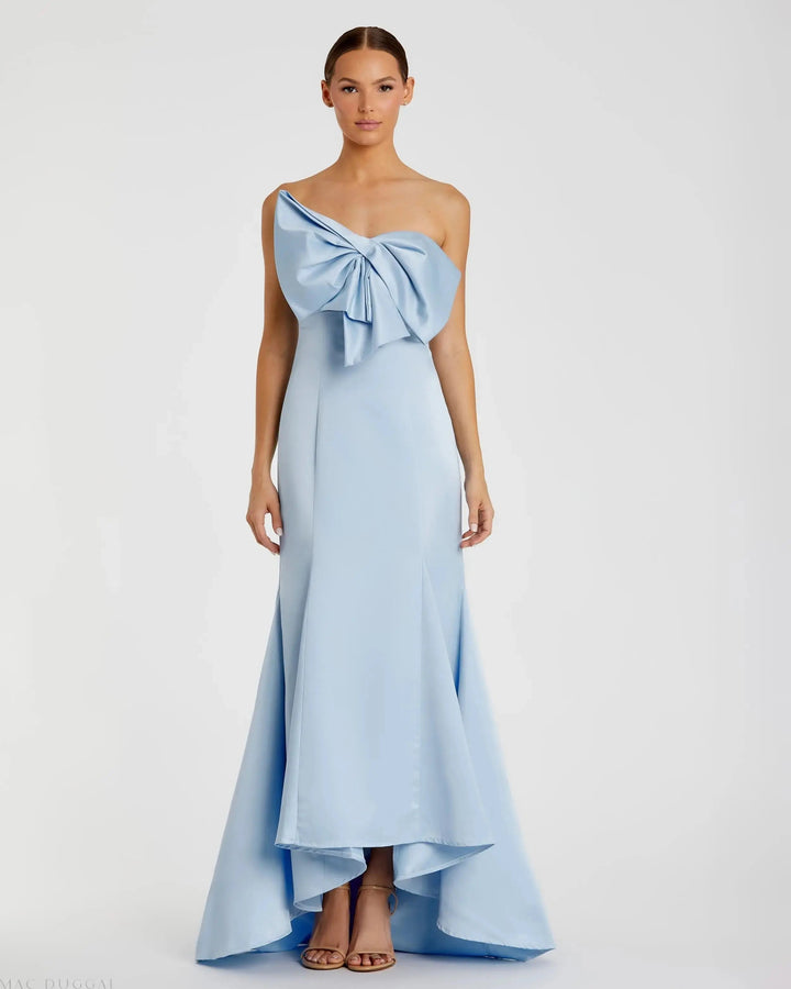 Mac Duggal 49701 Light Blue Strapless Bow Mermaid Gown