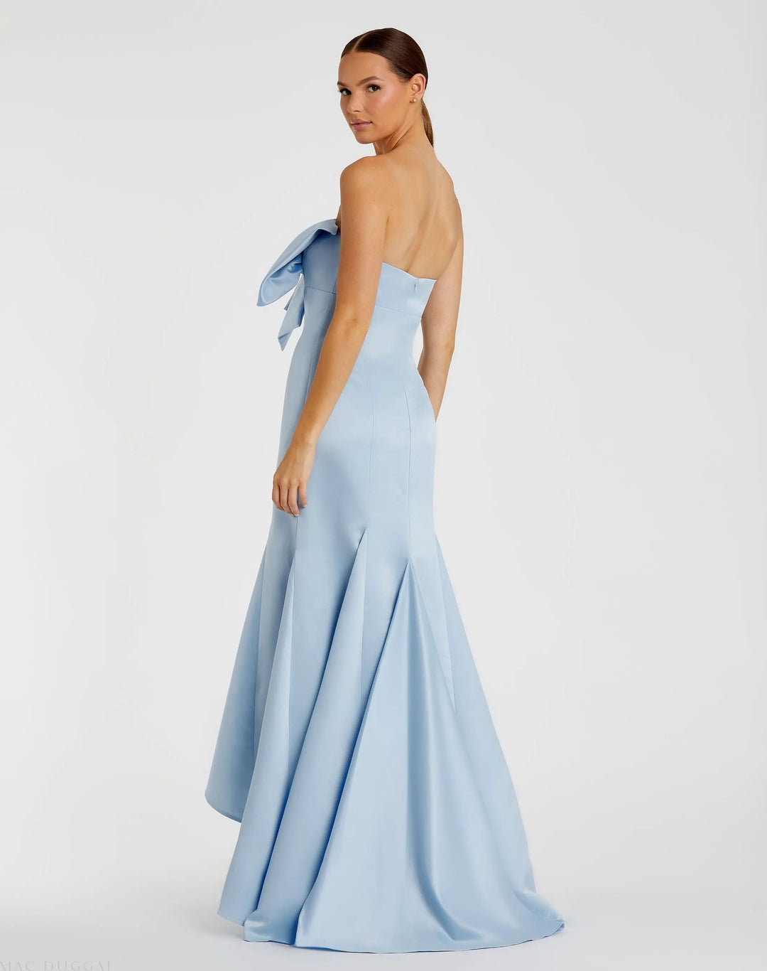 Mac Duggal 49701 Light Blue Strapless Bow Mermaid Gown