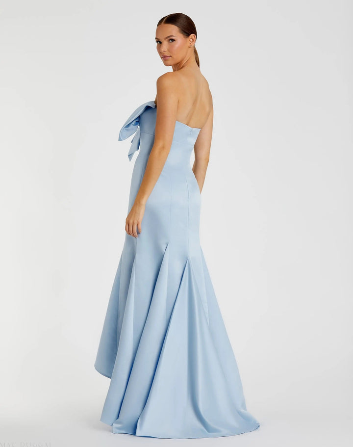 Mac Duggal 49701 Light Blue Strapless Bow Mermaid Gown