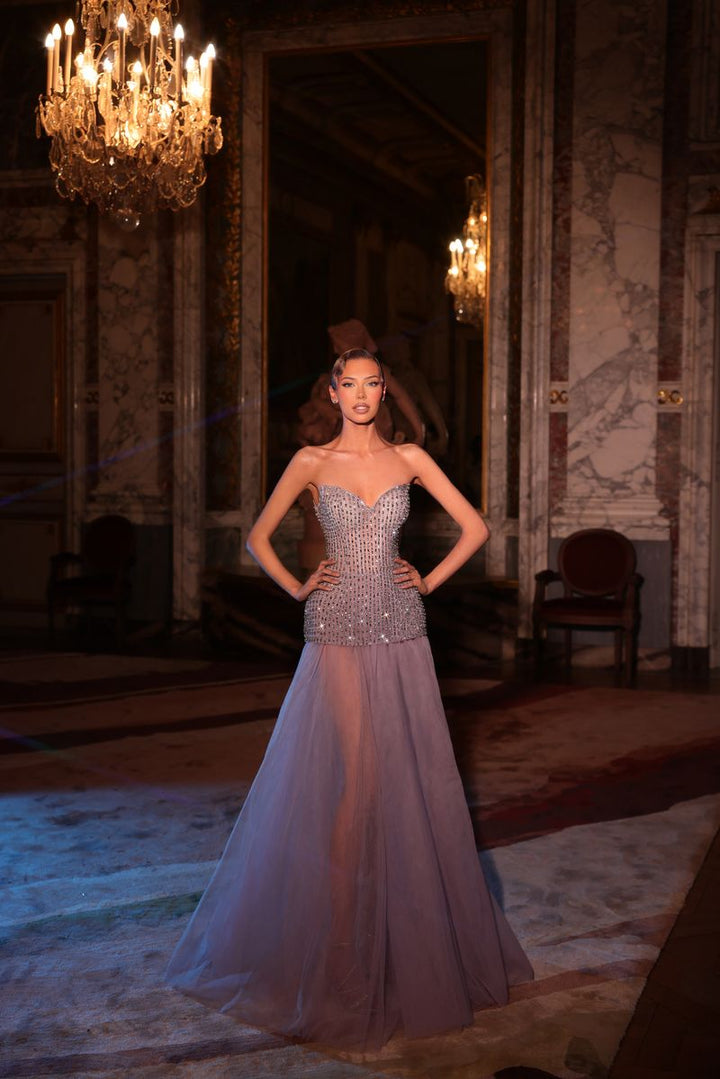 Chic & Holland HF110683 Strapless Beaded Couture Dress