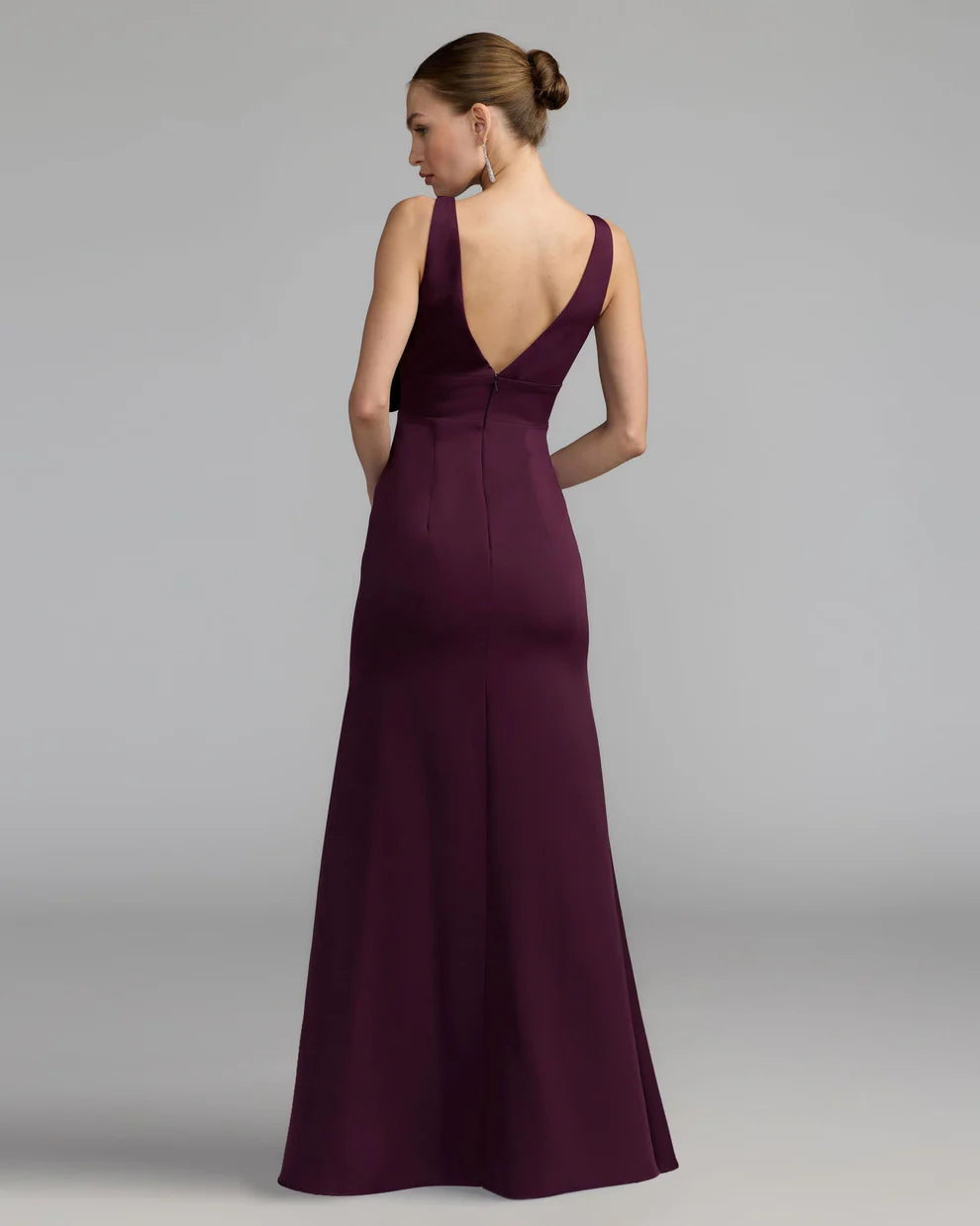 Mac Duggal 50087 Crepe Sleeveless V-Neck Dress with Bow