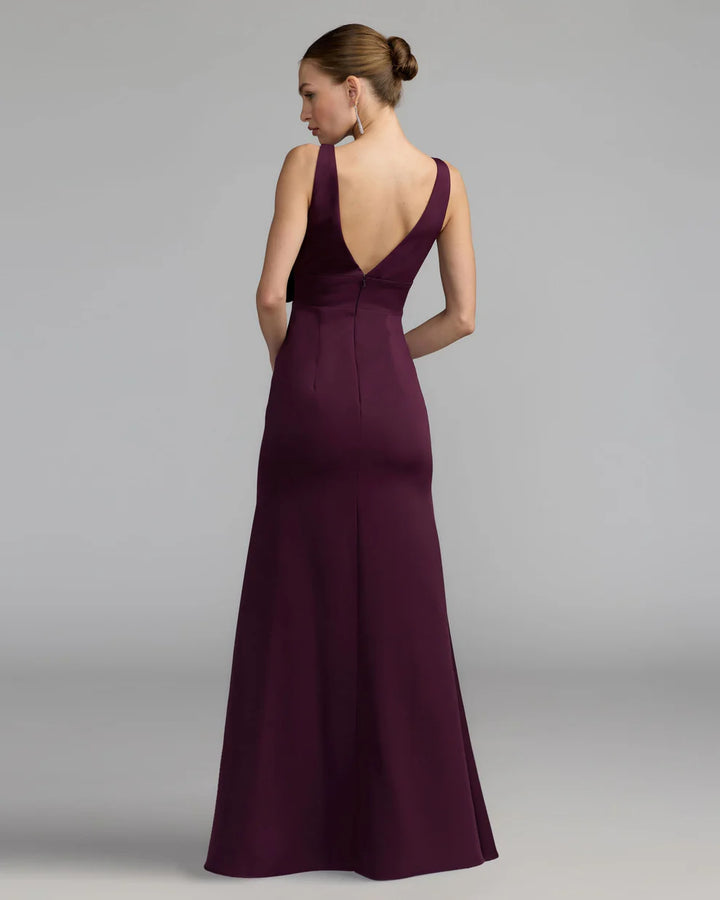 Mac Duggal 50087 Crepe Sleeveless V-Neck Dress with Bow