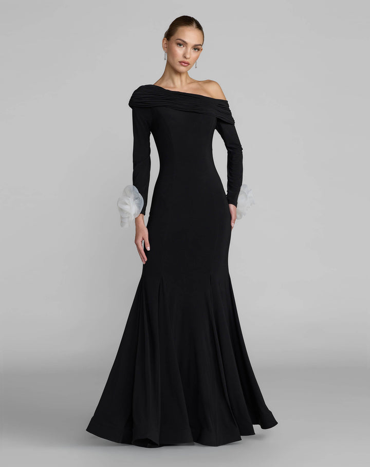 Mac Duggal 50134 One Shoulder Long Sleeve Jersey Gown