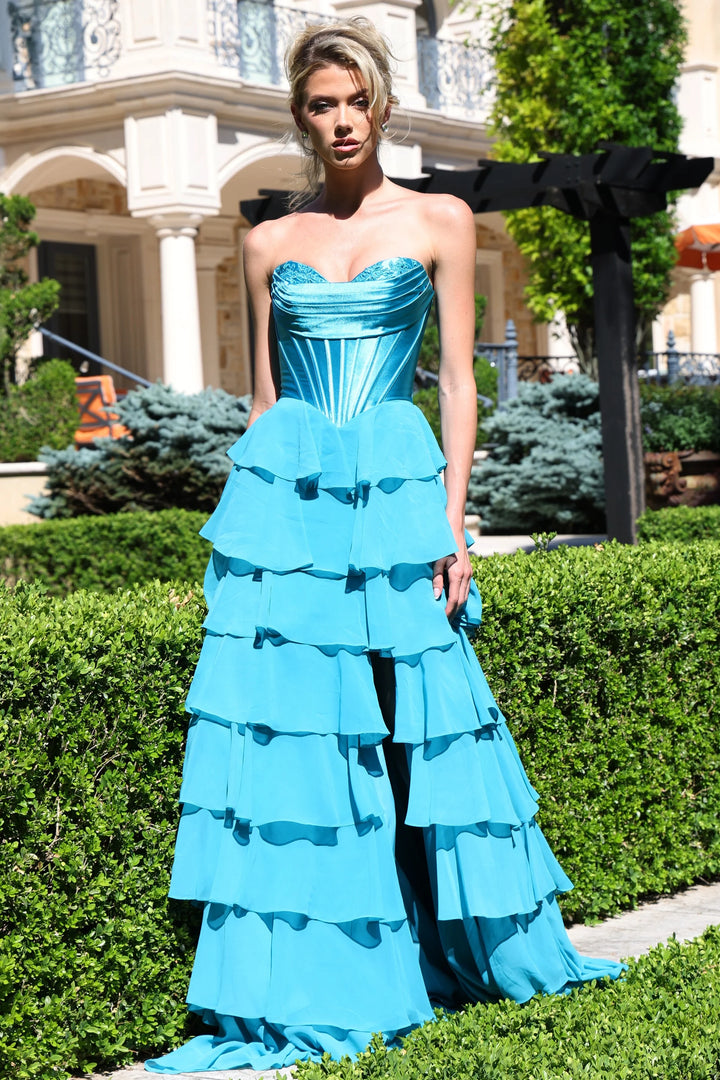 Jovani 50234 Strapless Ruffled Slit Prom Dress 2026