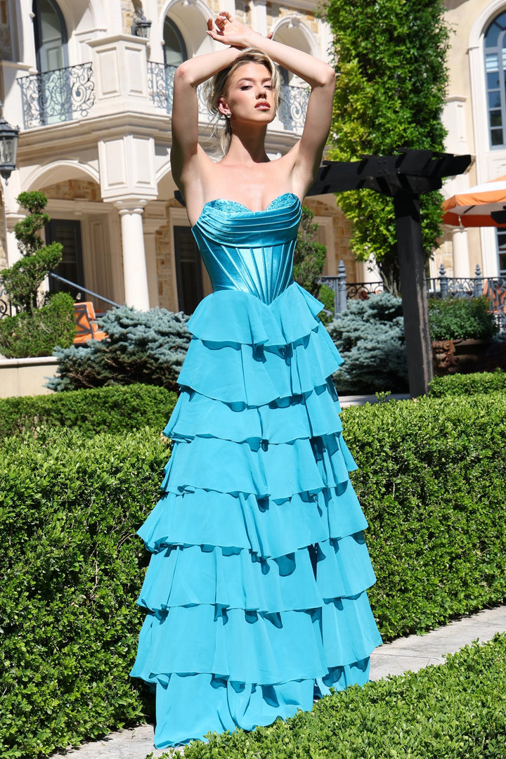 Jovani 50234 Strapless Ruffled Slit Prom Dress 2026