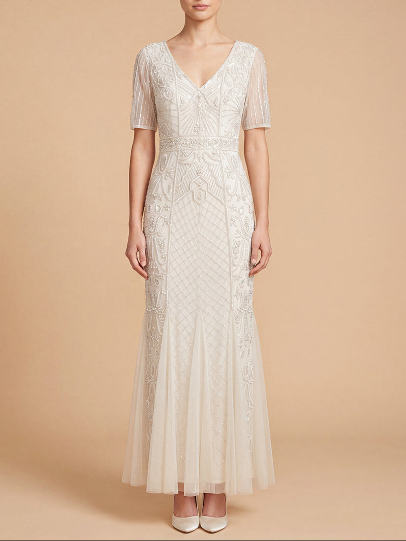 Lara 51221 Embellished Bridal Gown with Cape Sleeves