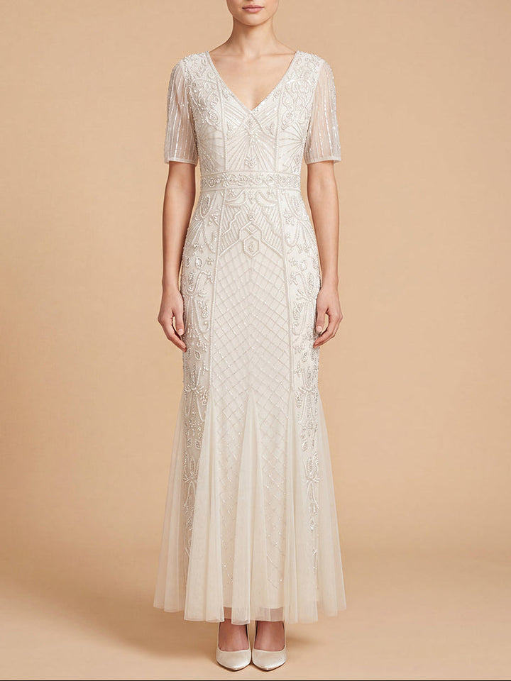 Lara 51221 Embellished Bridal Gown with Cape Sleeves