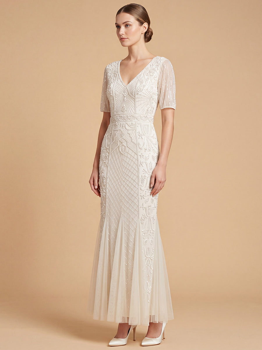 Lara 51221 Embellished Bridal Gown with Cape Sleeves