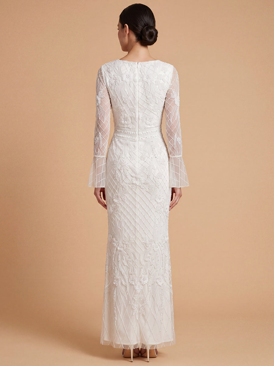 Lara 51239 Bridal Long Sleeve Beaded Gown