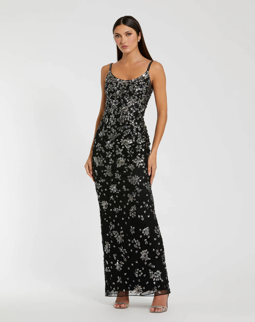 Mac Duggal 5477 Floral Embellished Scoop Neck Evening Gown